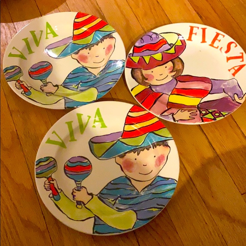 3 Mexican Plates “viva” and “fiesta”